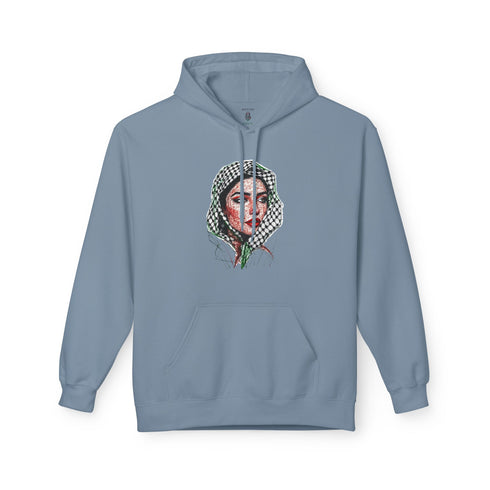 Palestine Woman Art Hoodie Unisex - Keffiyeh Scarf Dual-Sided Graphic Pullover